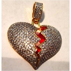 Large Broken Heart Charm